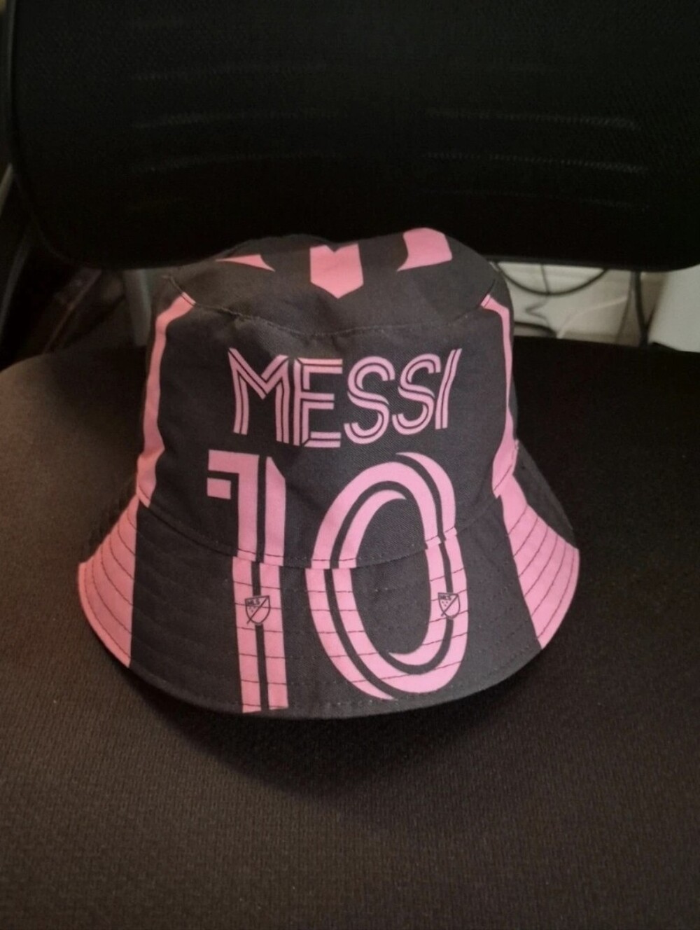 Kids Black and Pink Bucket Hat with 'MESSI 10' Print